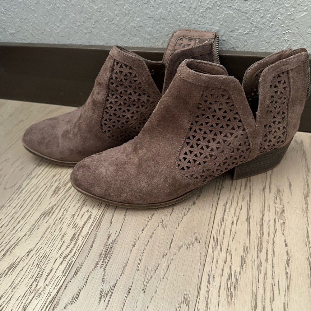 Madden Perforated Ankle Booties in Taupe
